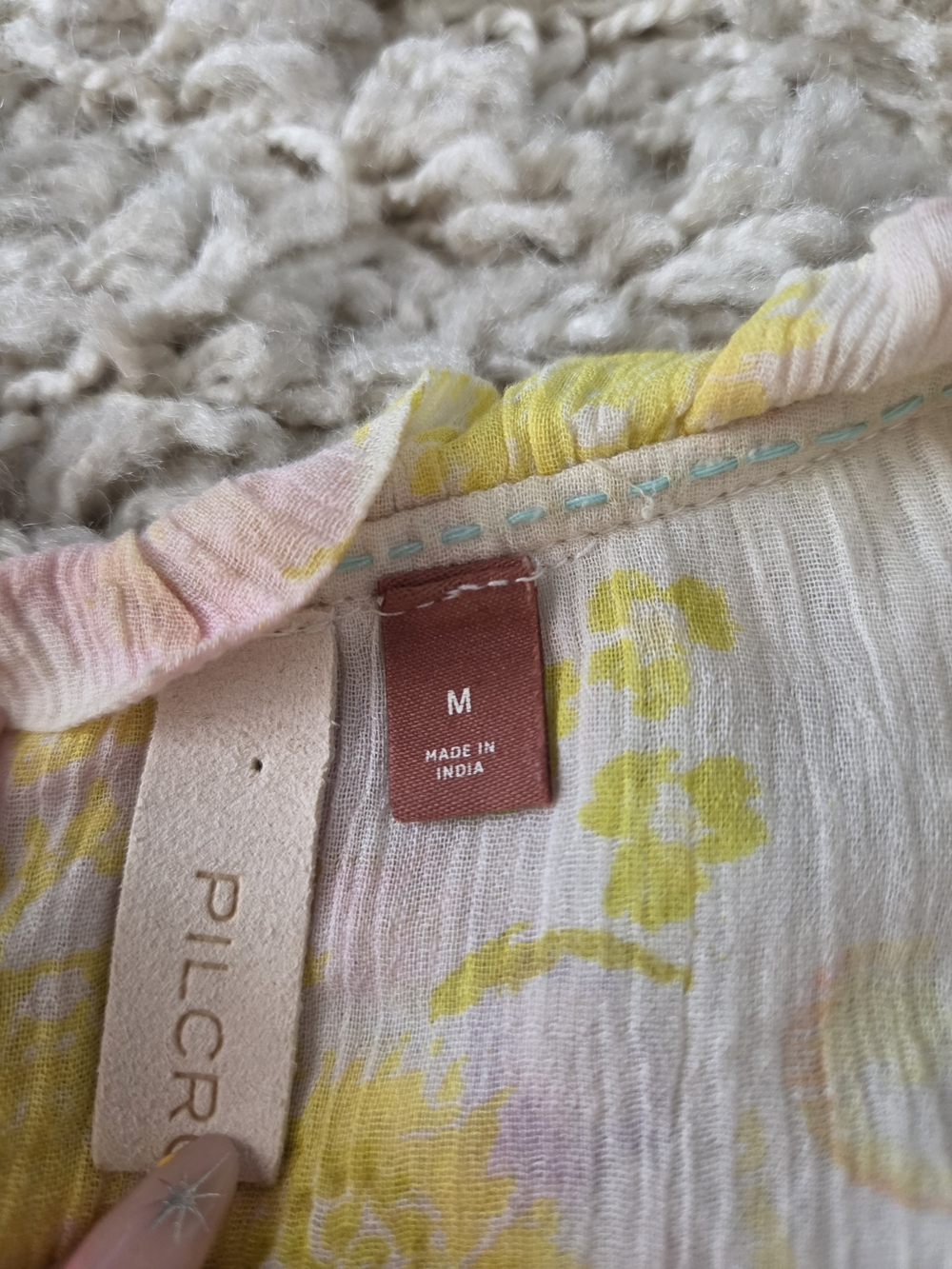 Pilcro Pastel Multi-Color Floral Long Sleeve Peasant Top - Picture 4 of 5